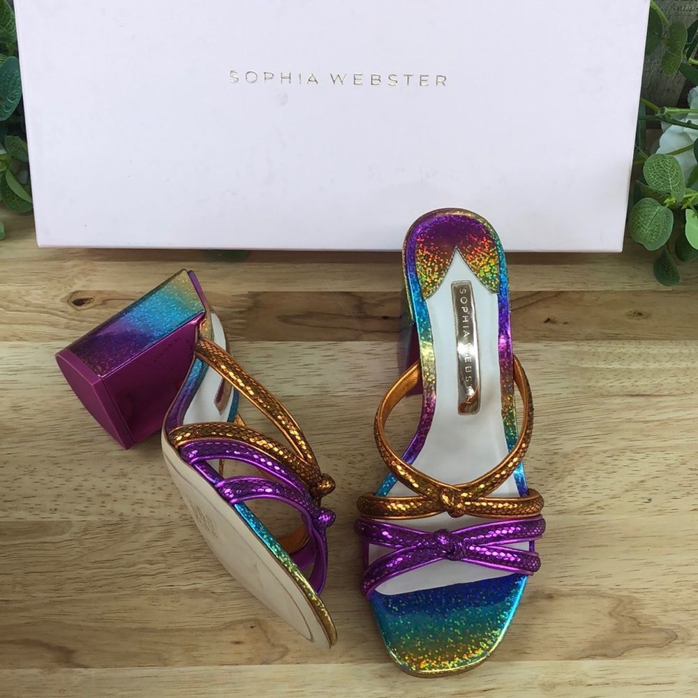 Sophia Webster Freya Mid Mule Rainbow size 36